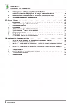 SKODA Octavia Typ 1U 1996-2010 5 Gang Schaltgetriebe 02J Reparaturanleitung PDF