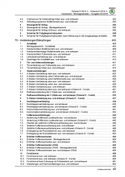 SKODA Octavia 5E 2012-2020 Karosseriearbeiten Innen Außen Reparaturanleitung PDF