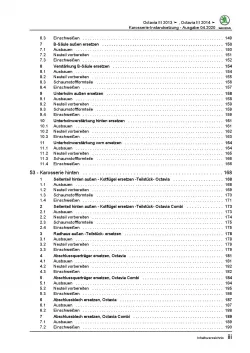 SKODA Octavia 5E (12-20) Karosserie Unfall Instandsetzung Reparaturanleitung PDF