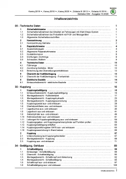 SKODA Octavia (12-20) 6 Gang Schaltgetriebe 02S Kupplung Reparaturanleitung PDF