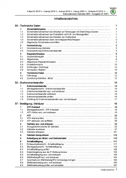 SKODA Octavia 5E 2012-2020 6 Gang Automatikgetriebe 0D9 Reparaturanleitung PDF