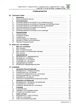 SKODA Octavia 2012-2020 4-Zyl. 1,2l Benzinmotor 85-110 PS Reparaturanleitung PDF