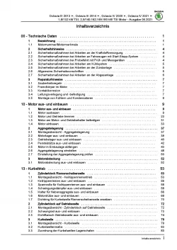 SKODA Octavia 2012-2020 1,8l 2,0l Benzinmotor 179-245 PS Reparaturanleitung PDF