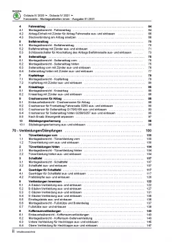SKODA Octavia NN ab 2019 Karosserie Montagearbeiten Innen Reparaturanleitung PDF
