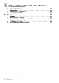 SKODA Octavia NN ab 2019 4-Zyl. 1,6l Benzinmotor 110 PS Reparaturanleitung PDF