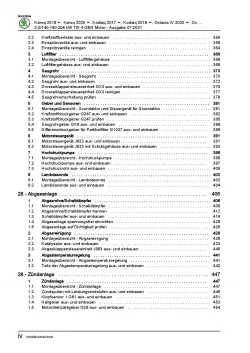 SKODA Octavia ab 2019 4-Zyl. 2,0l Benzinmotor 190-280 PS Reparaturanleitung PDF