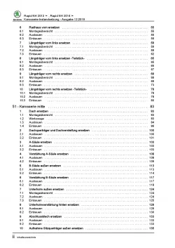 SKODA Rapid NH 2012-2020 Karosserie Instandsetzung Unfall Reparaturanleitung PDF