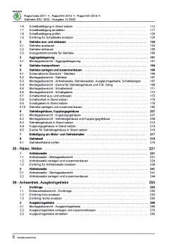SKODA Rapid Typ NH 2012-2020 6 Gang Schaltgetriebe 02U Reparaturanleitung PDF