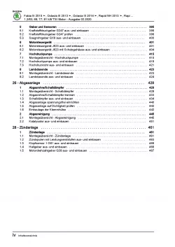 SKODA Rapid NH (12-20) 4-Zyl. 1,2l Benzinmotor 86-110 PS Reparaturanleitung PDF