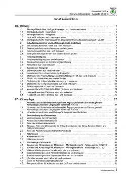 SKODA Roomster 5J 2006-2015 Heizung Belüftung Klimaanlage Reparaturanleitung PDF