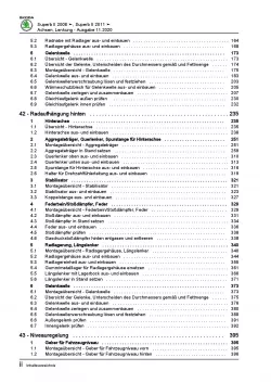 SKODA Superb Typ 3T 2008-2015 Fahrwerk Achsen Lenkung Reparaturanleitung PDF