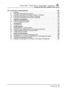 SKODA Superb 2008-2015 6 Gang Schaltgetriebe 02Q 0FB 0BB Reparaturanleitung PDF