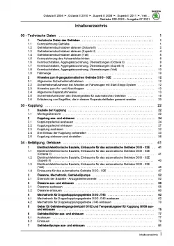 SKODA Yeti 2009-2017 6 Gang Automatikgetriebe DSG DKG 02E Reparaturanleitung PDF