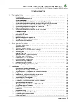 SKODA Yeti (09-17) 4-Zyl. 1,4l Benzinmotor TSI 125-150 PS Reparaturanleitung PDF