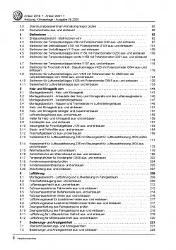 VW Arteon Typ 3H ab 2020 Heizung Belüftung Klimaanlage Reparaturanleitung PDF