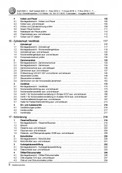 VW Golf 8 CD ab 2019 3-Zyl. 1,0l Benzinmotor 90-110 PS Reparaturanleitung PDF