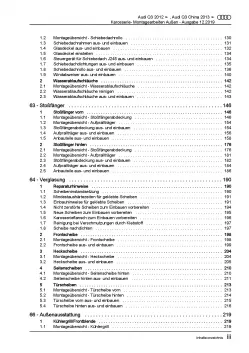 Audi Q3 Typ 8U 2011-2018 Karosserie Montagearbeiten Außen Reparaturanleitung PDF