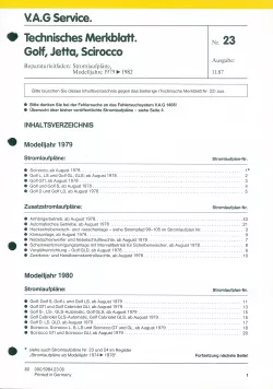 VW Jetta 1 16 1979-1982 Schaltplan Stromlaufplan Verkabelung Elektrik Pläne PDF