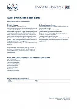 Eurol Swift Clean Foam Spray - Produktinformationen
