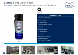 Eurol Swift Clean Foam Spray: Anwendungen in Handwerk und Industrie.