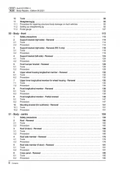 Audi A3 type 8P 2003-2012 body repairs workshop manual eBook guide pdf