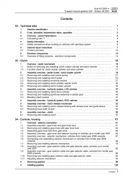 Audi A3 8P 2003-2012 5 speed manual gearbox 0AF repair workshop manual eBook