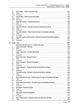 Audi A5 type 8T 2007-2016 body repairs workshop manual eBook pdf guide