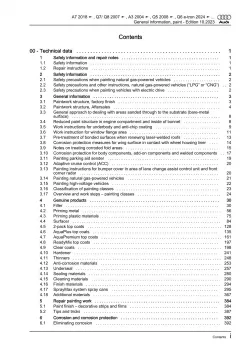 Audi A5 type 8T 2007-2016 general information paint repair workshop manual eBook