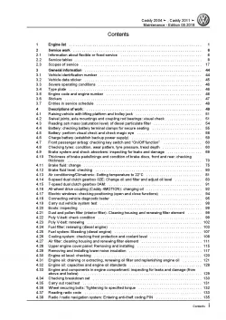 VW Caddy type 2C 2010-2015 maintenance repair workshop manual pdf file ebook