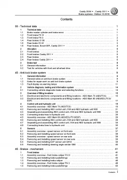 VW Caddy type 2C 2010-2015 brake systems repair workshop manual pdf ebook