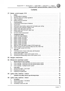 VW Caddy 2C 2010-2015 electrical system general information repair manual pdf