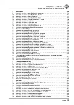 VW Caddy 2C 2010-2015 general body repairs interior repair workshop manual pdf
