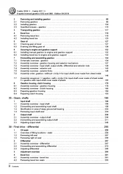 VW Caddy 2C 2010-2015 6 speed manual gearbox 02Q 0BB repair workshop manual pdf