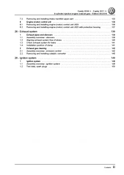VW Caddy 2C 2010-2015 4-cyl. natural gas petrol engines 109 hp repair manual pdf