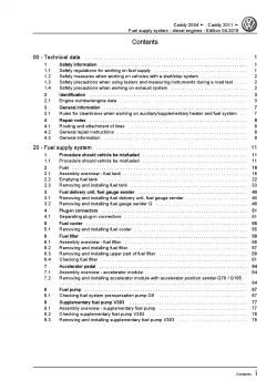 VW Caddy 2C 2010-2015 fuel supply system diesel engines repair manual pdf