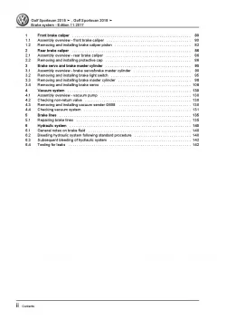 VW Golf 7 Sportsvan type AN 2018-2020 brake systems repair workshop manual pdf