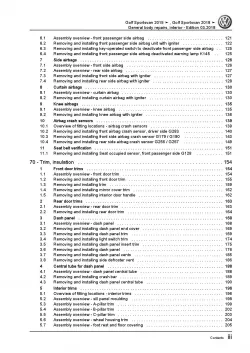 VW Golf 7 Sportsvan AN (18-20) general body repairs interior workshop manual pdf