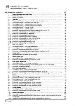 VW Golf 8 Variant CG from 2020 general body repairs interior repair manual pdf