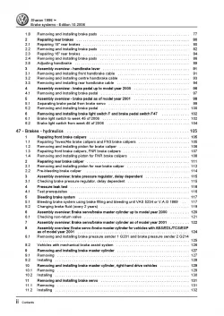 VW Sharan type 7M 1995-2010 brake systems repair workshop manual pdf ebook