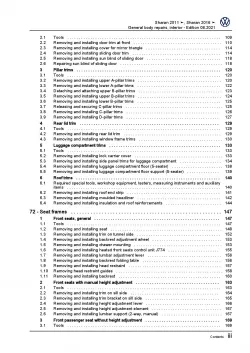 VW Sharan 7N 2010-2022 general body repairs interior repair workshop manual pdf