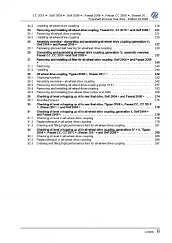 VW Sharan 7N 2010-2015 propshaft and rear final drive repair workshop manual pdf