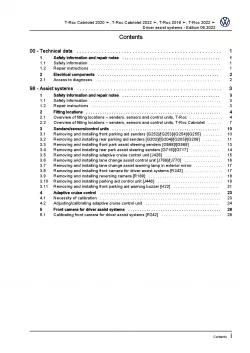 VW T-Roc Cabrio AC 2019-2023 drivers assist system repairs workshop manual pdf