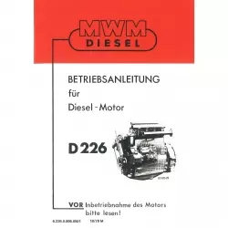 MWM Dieselmotor D226 2 bis 6 Zylinder Traktor Betriebsanleitung