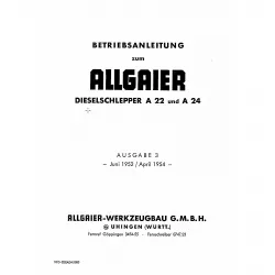 Allgaier R22 A22 A24 Traktor Handbuch Bedienungsanleitung Ersatzteilliste