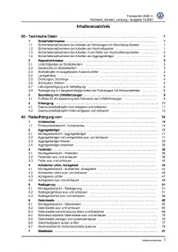 VW Transporter T7 ab 2021 Fahrwerk Achsen Lenkung Reparaturanleitung PDF