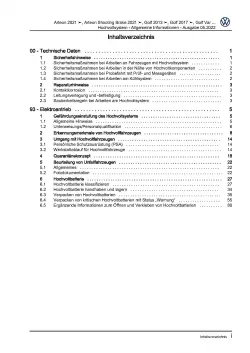 VW Transporter T7 ab 2021 Hochvoltsystem Allgemeine Infos Reparaturanleitung PDF