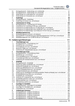 VW Transporter T7 ab 21 Karosserie Montagearbeiten Innen Reparaturanleitung PDF