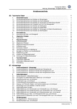 VW Transporter T7 ab 2021 Heizung Belüftung Klimaanlage Reparaturanleitung PDF
