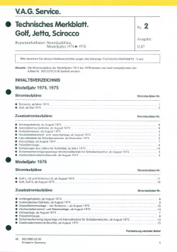 VW Golf 1 17 1974-1978 Schaltplan Stromlaufplan Verkabelung Elektrik Pläne PDF